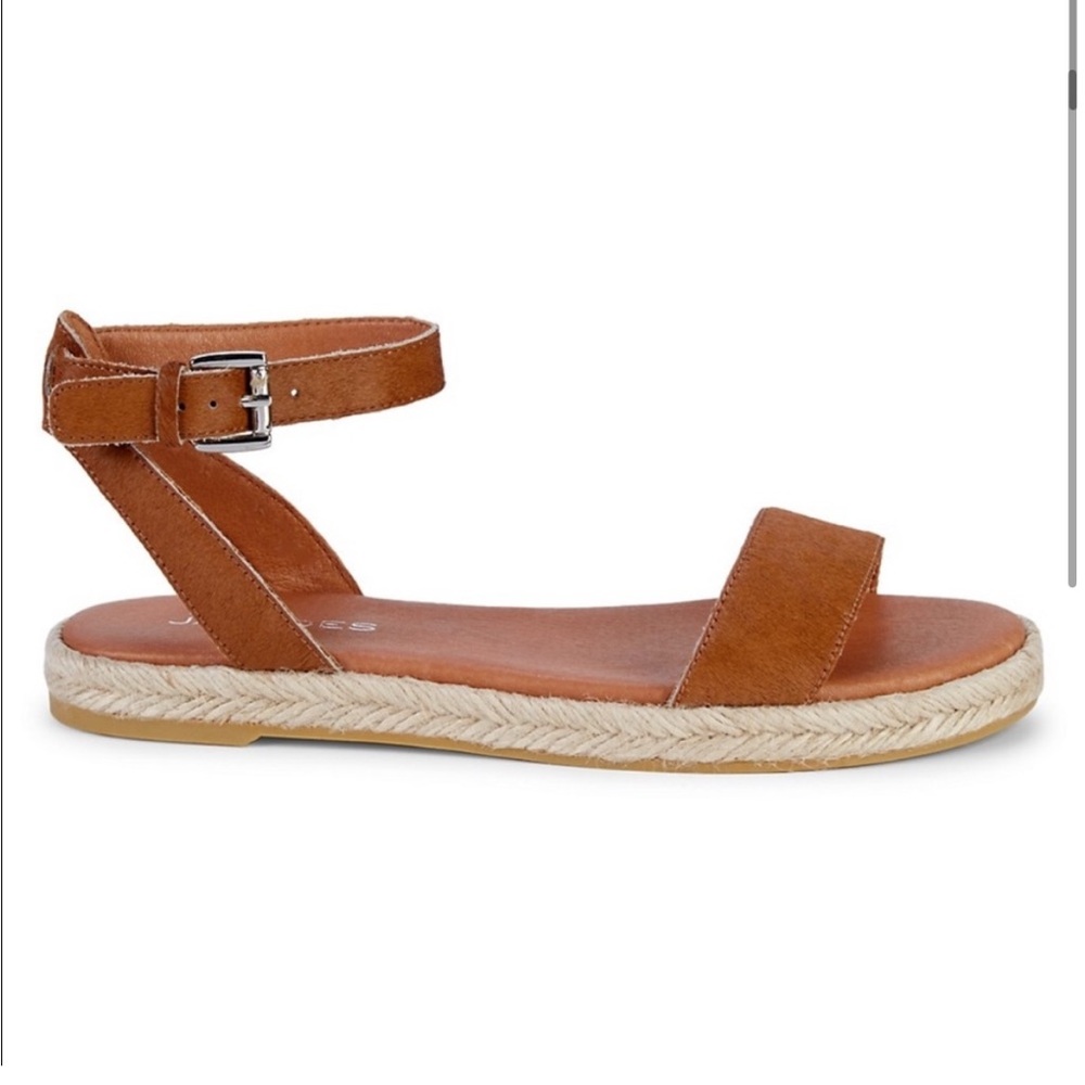 NWT J/SLIDES ROSIE Tan Pony Hair Leather Sandal - Picture 3 of 16